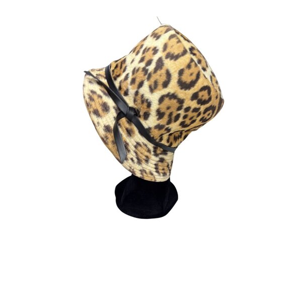 Leopard Print Mr. John Classic Bucket Hat With Black Ribbon Accent & Floral Lini main image 6